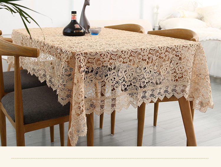 Proud Rose Light Coffee Embroidered Table Cloth European Lace Tea Table Cloth Home Decor Rectangular Tablecloths Table Cover