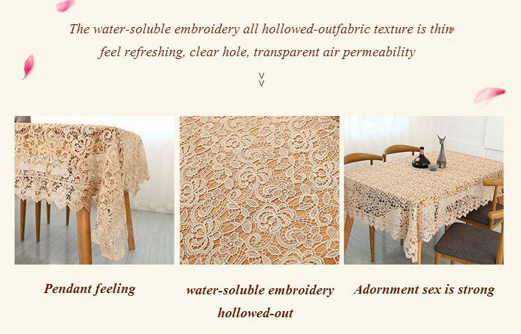 Proud Rose Light Coffee Embroidered Table Cloth European Lace Tea Table Cloth Home Decor Rectangular Tablecloths Table Cover