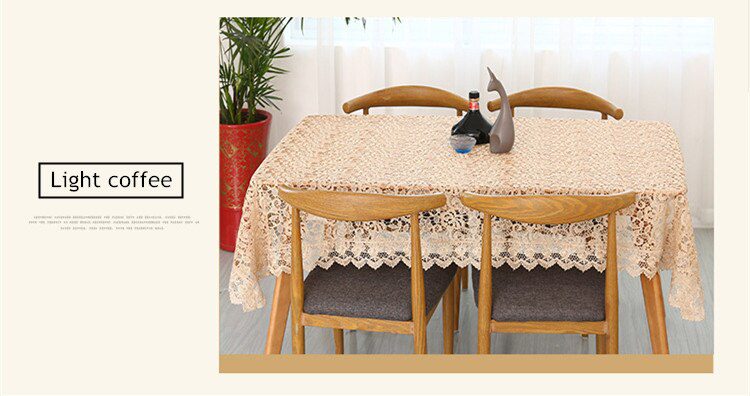 Proud Rose Light Coffee Embroidered Table Cloth European Lace Tea Table Cloth Home Decor Rectangular Tablecloths Table Cover