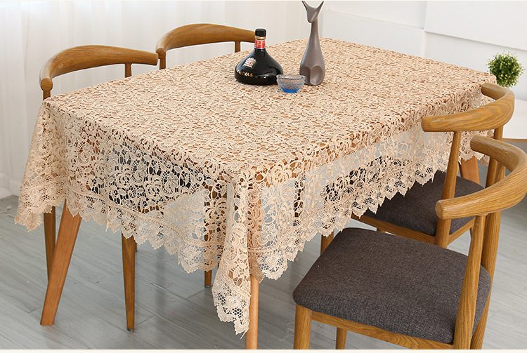 Proud Rose Light Coffee Embroidered Table Cloth European Lace Tea Table Cloth Home Decor Rectangular Tablecloths Table Cover