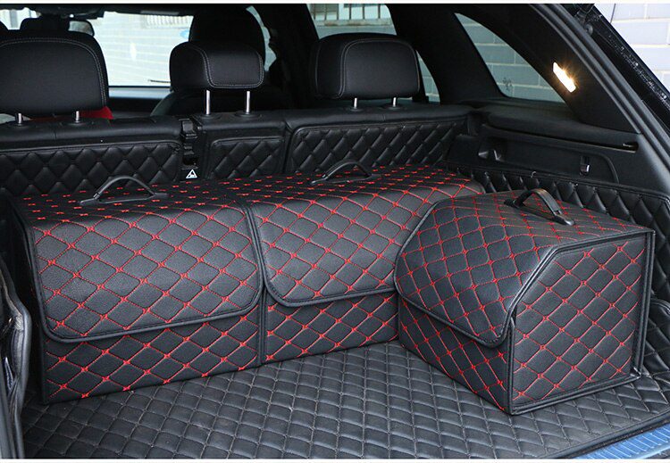 Car Trunk Organizer Box Large Capacity Auto Multiuse Tools Storage Bag Stowing Tidying Leather Folding For Emergency Storage Box