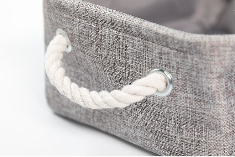 New Large Folding Linen Fabric Storage Basket Kids Toys Storage Box Clothes Storage Bag Organizer Holder with Handle