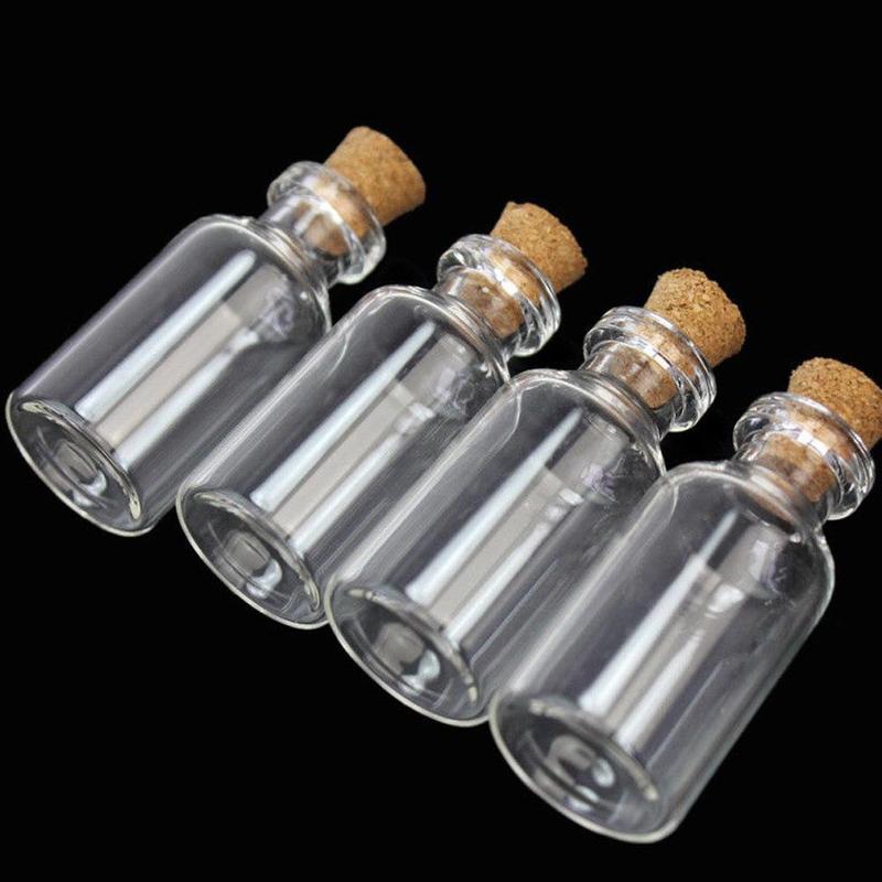 10pcs Mini Small Glass Bottles with Clear Cork Stopper Jars Tiny Wedding Vials 24x12mm Message Favor Containers Jewelry