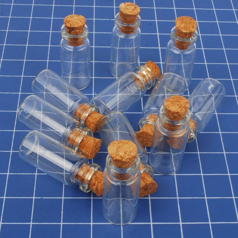 10pcs Mini Small Glass Bottles with Clear Cork Stopper Jars Tiny Wedding Vials 24x12mm Message Favor Containers Jewelry