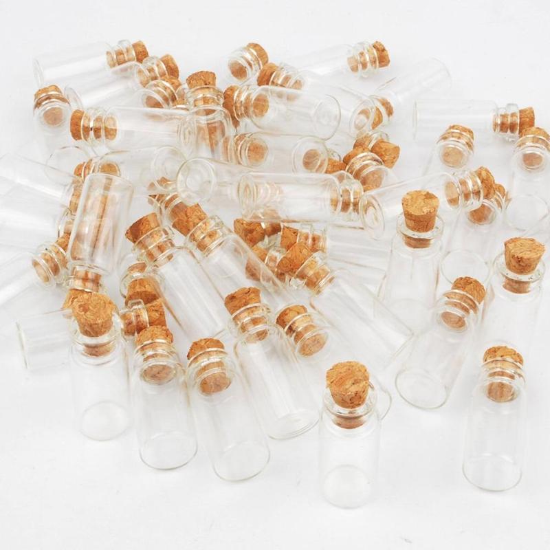 10pcs Mini Small Glass Bottles with Clear Cork Stopper Jars Tiny Wedding Vials 24x12mm Message Favor Containers Jewelry