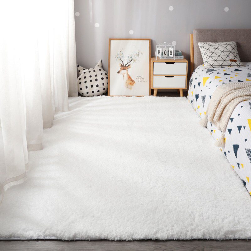 Nordic Fluffy Carpet For Bedroom Living Room Large Size Plush Anti-slip Soft Door Mat White pink Red Children's Rugs For Room