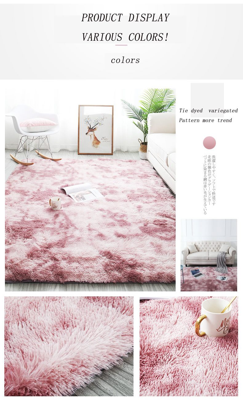Nordic Lounge Fluffy Non-slip Mixed Dyed Carpet Living Room Bedroom Center Carpet Black Gray Pink Blue Large Size Hair Rugs Nordic Lounge Fluffy Non-slip Mixed Dyed Carpet Living Room Bedroom Center Carpet Black Gray Pink Blue Large Size Hair Rugs