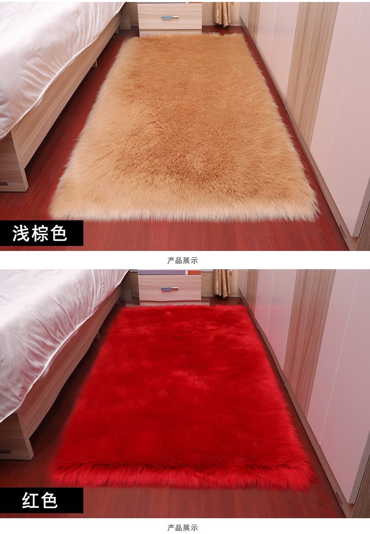 Bedroom Carpet Soft Fluffy Sheepskin Fur Area Rugs Nordic Red Center Living Room Carpet Bedroom Floor White Faux Fur Bedside Rug