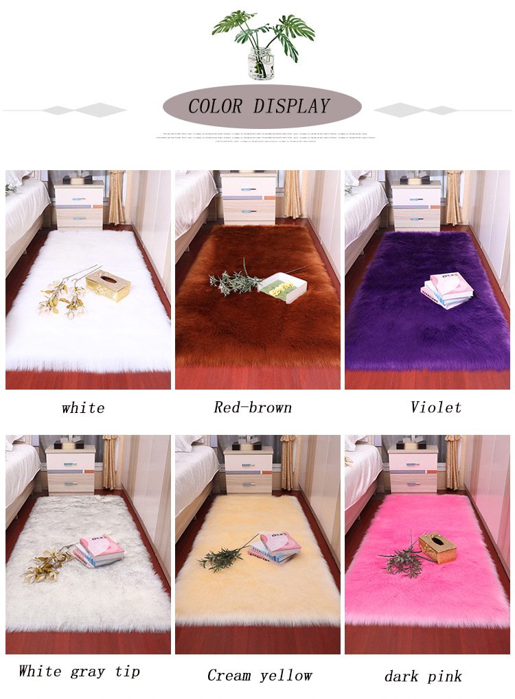 Bedroom Carpet Soft Fluffy Sheepskin Fur Area Rugs Nordic Red Center Living Room Carpet Bedroom Floor White Faux Fur Bedside Rug