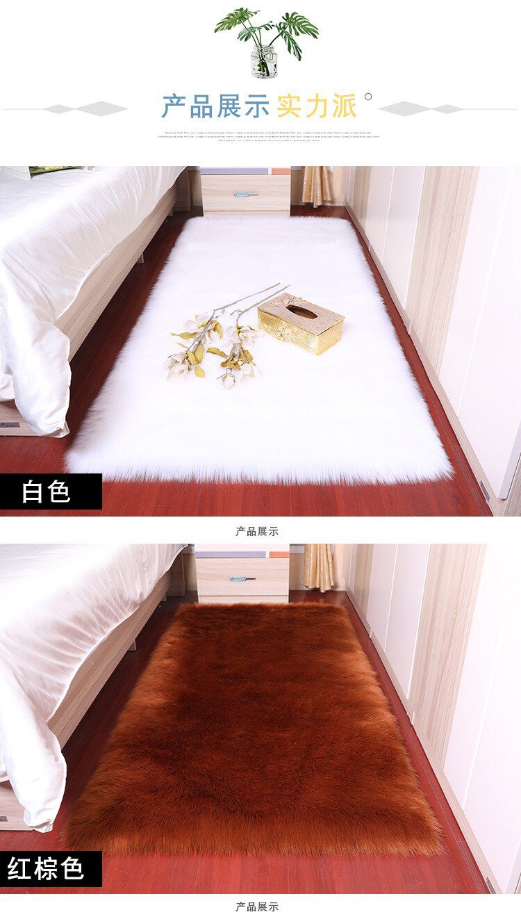 Bedroom Carpet Soft Fluffy Sheepskin Fur Area Rugs Nordic Red Center Living Room Carpet Bedroom Floor White Faux Fur Bedside Rug