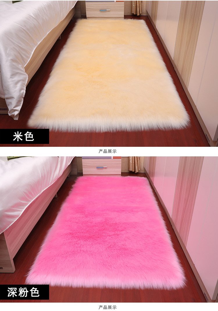 Bedroom Carpet Soft Fluffy Sheepskin Fur Area Rugs Nordic Red Center Living Room Carpet Bedroom Floor White Faux Fur Bedside Rug