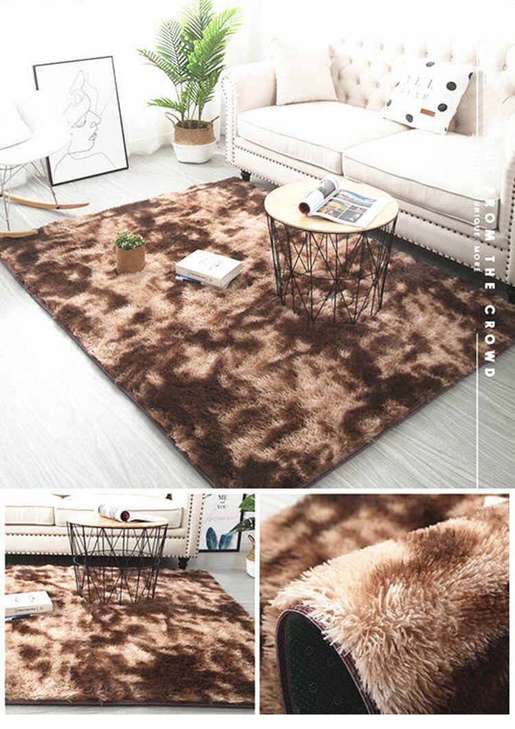 Grey Carpet Tie Dyeing Plush Soft Carpets For Living Room Bedroom Anti-slip Floor Mats Bedroom Water Absorption Carpet Rugs