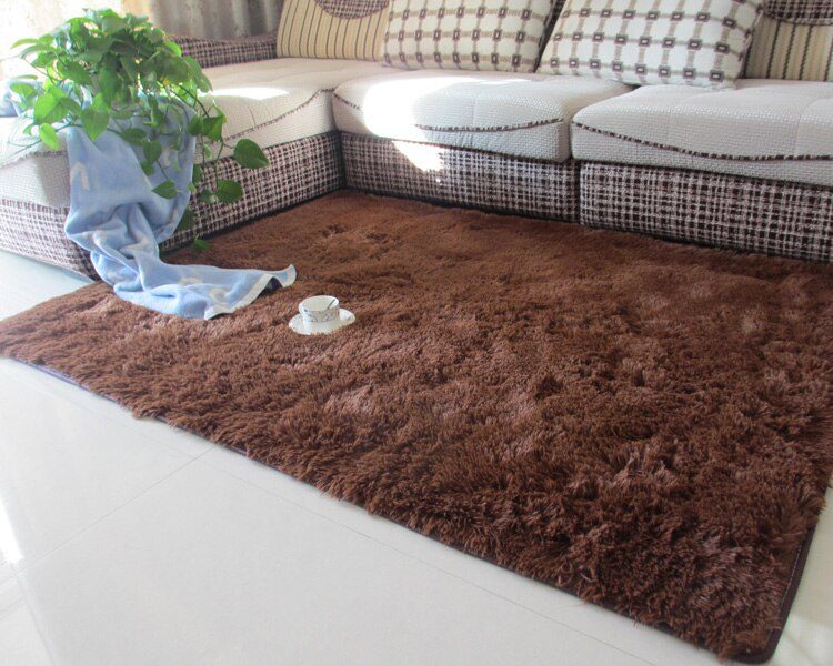 Thickened washed silk hair non-slip carpet living room coffee table blanket Bedroom bedside mat yoga rugs solid color plush rug