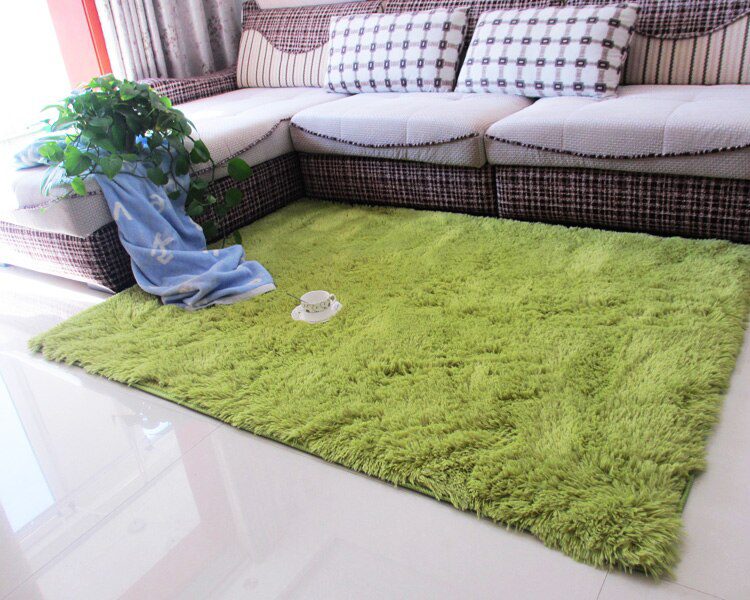 Thickened washed silk hair non-slip carpet living room coffee table blanket Bedroom bedside mat yoga rugs solid color plush rug