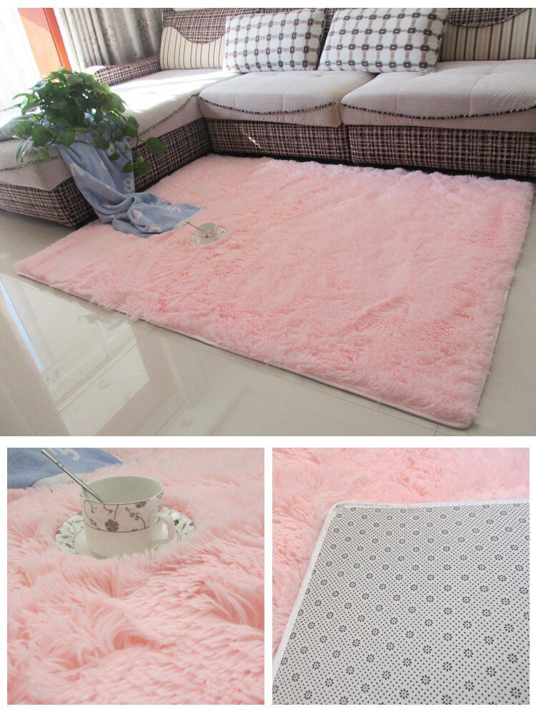 Thickened washed silk hair non-slip carpet living room coffee table blanket Bedroom bedside mat yoga rugs solid color plush rug