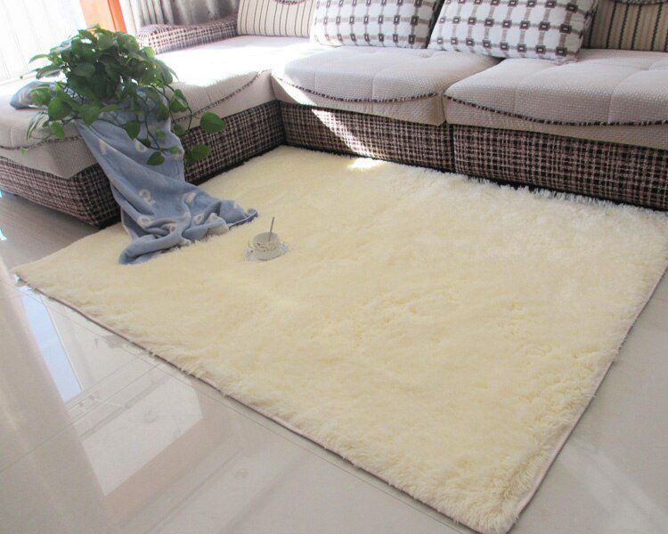 Thickened washed silk hair non-slip carpet living room coffee table blanket Bedroom bedside mat yoga rugs solid color plush rug