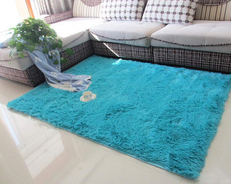 Thickened washed silk hair non-slip carpet living room coffee table blanket Bedroom bedside mat yoga rugs solid color plush rug