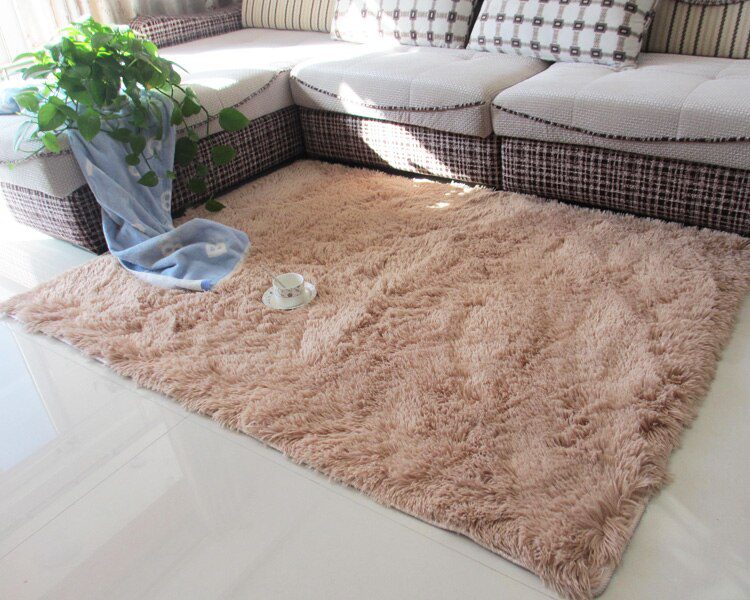 Thickened washed silk hair non-slip carpet living room coffee table blanket Bedroom bedside mat yoga rugs solid color plush rug