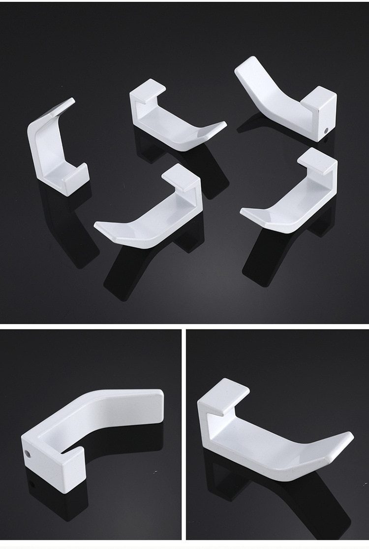 5PCS Double Hook Black White Towel Hook For Bathroom Clothes Hook Bedroom Robe Hook Coat Hook For Livingroom Kitchen Accessories