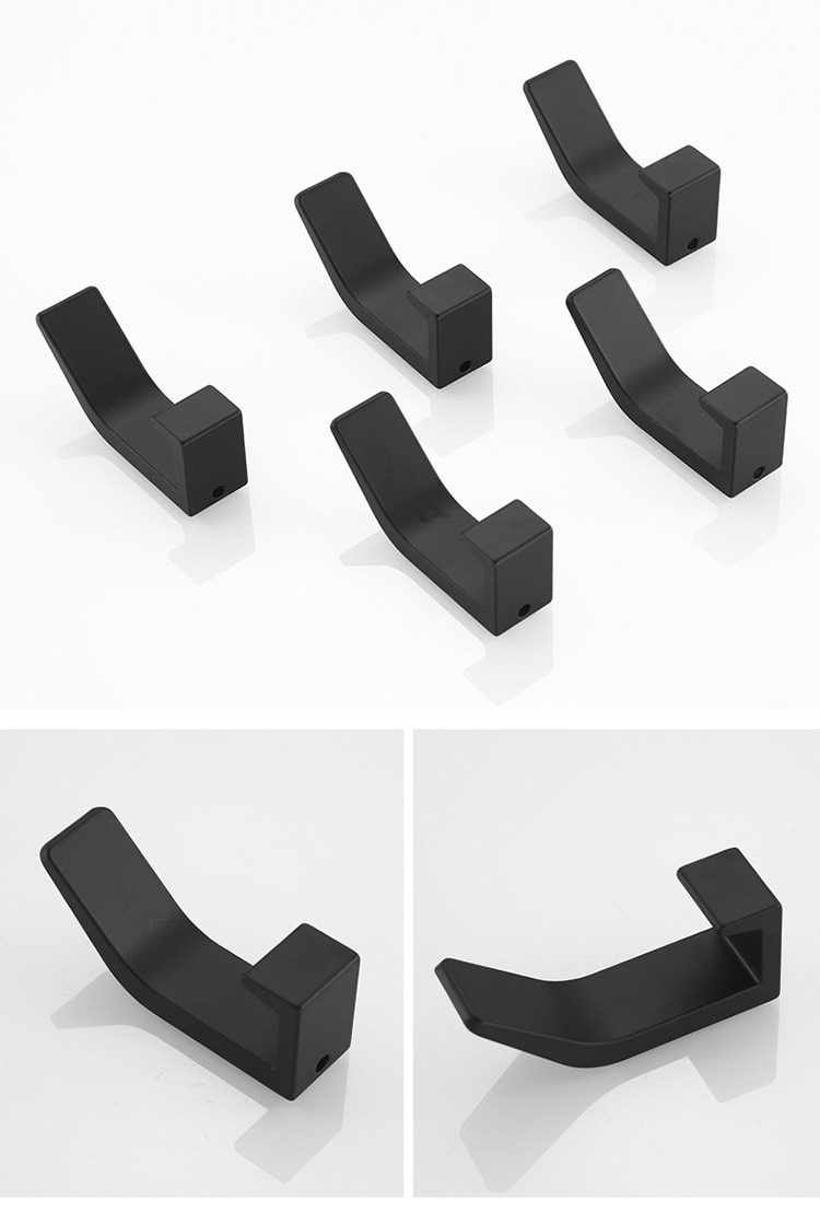 5PCS Double Hook Black White Towel Hook For Bathroom Clothes Hook Bedroom Robe Hook Coat Hook For Livingroom Kitchen Accessories