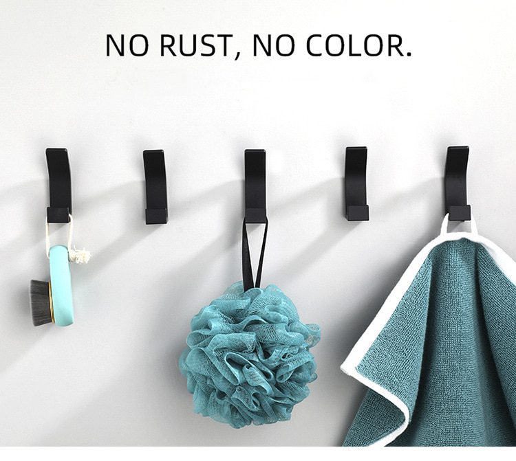 5PCS Double Hook Black White Towel Hook For Bathroom Clothes Hook Bedroom Robe Hook Coat Hook For Livingroom Kitchen Accessories