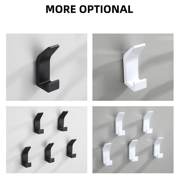 5PCS Double Hook Black White Towel Hook For Bathroom Clothes Hook Bedroom Robe Hook Coat Hook For Livingroom Kitchen Accessories