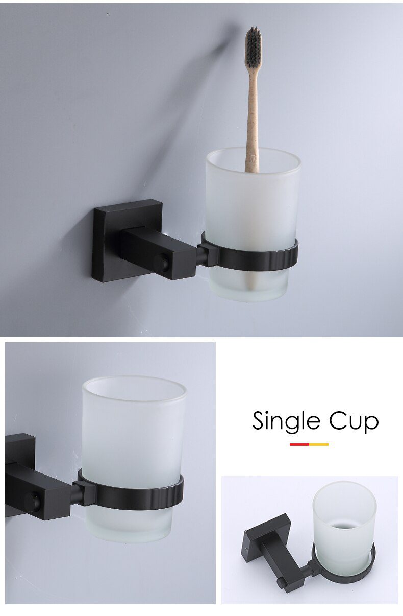 55CM Matte Black Double Towel Bars Bathroom Towel Hanger Space Aluminum Bathroom Accessories Towel Rack Towel Ring Toilet Brush