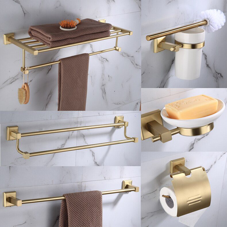 55CM Matte Black Double Towel Bars Bathroom Towel Hanger Space Aluminum Bathroom Accessories Towel Rack Towel Ring Toilet Brush