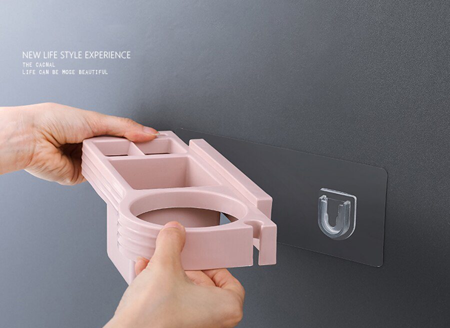 Hands Free Hair Dryer Holder Storage Box Curling Iron Shelf For Bathroom Organizer Storage Rack Bathroom Accessories Set Home