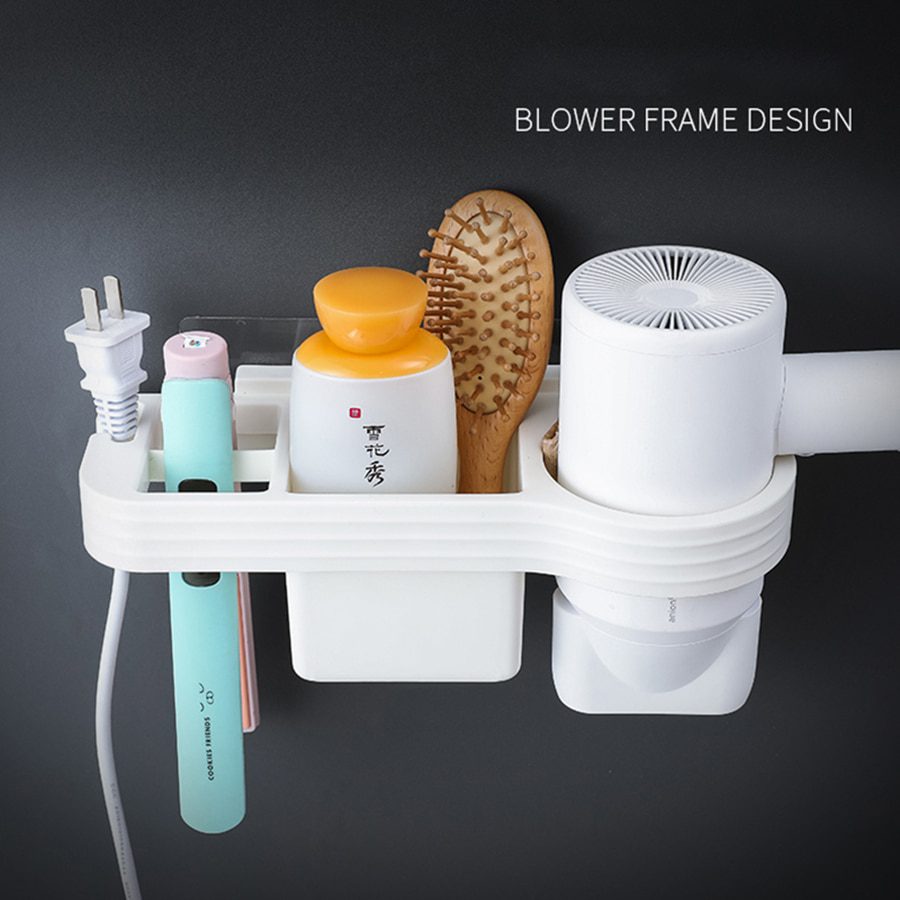 Hands Free Hair Dryer Holder Storage Box Curling Iron Shelf For Bathroom Organizer Storage Rack Bathroom Accessories Set Home