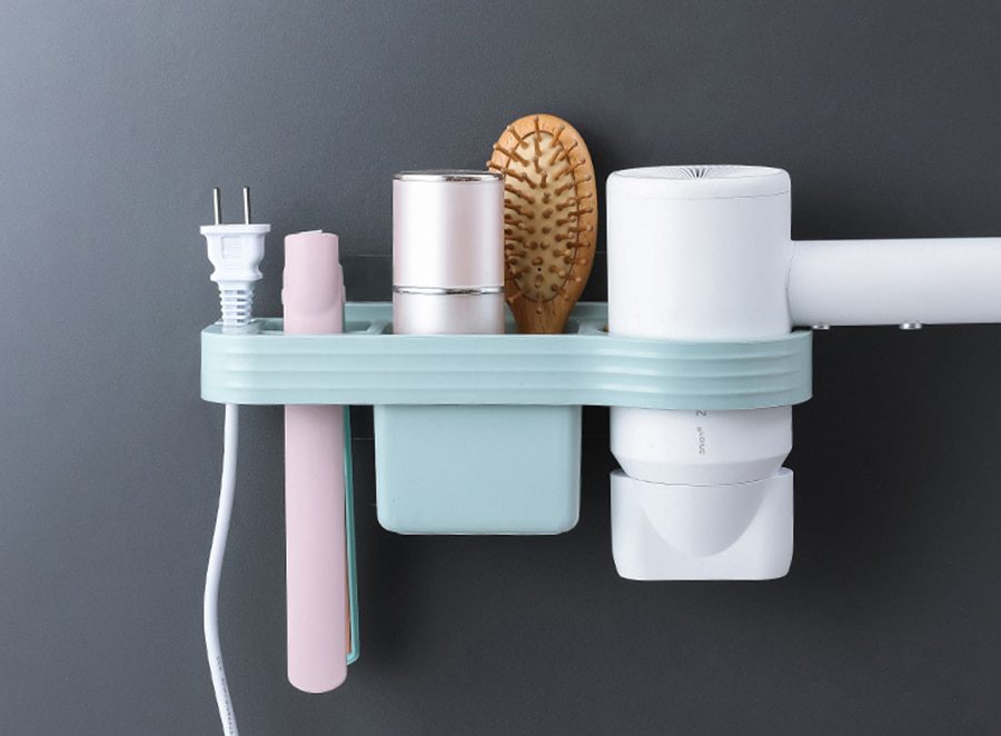 Hands Free Hair Dryer Holder Storage Box Curling Iron Shelf For Bathroom Organizer Storage Rack Bathroom Accessories Set Home