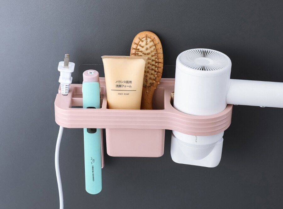 Hands Free Hair Dryer Holder Storage Box Curling Iron Shelf For Bathroom Organizer Storage Rack Bathroom Accessories Set Home