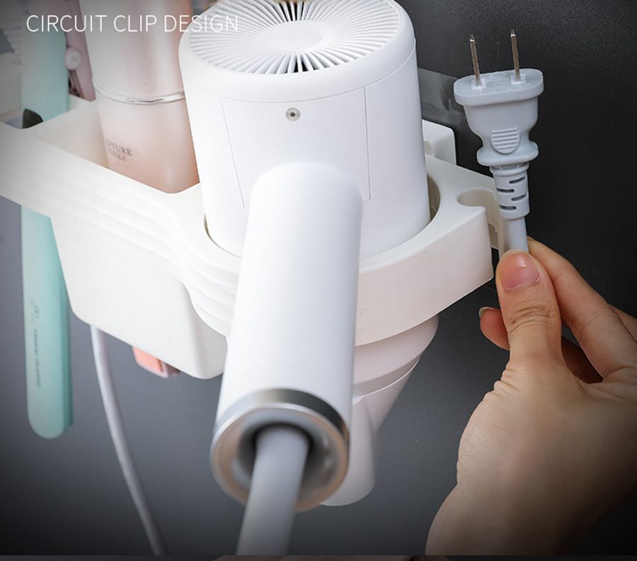 Hands Free Hair Dryer Holder Storage Box Curling Iron Shelf For Bathroom Organizer Storage Rack Bathroom Accessories Set Home