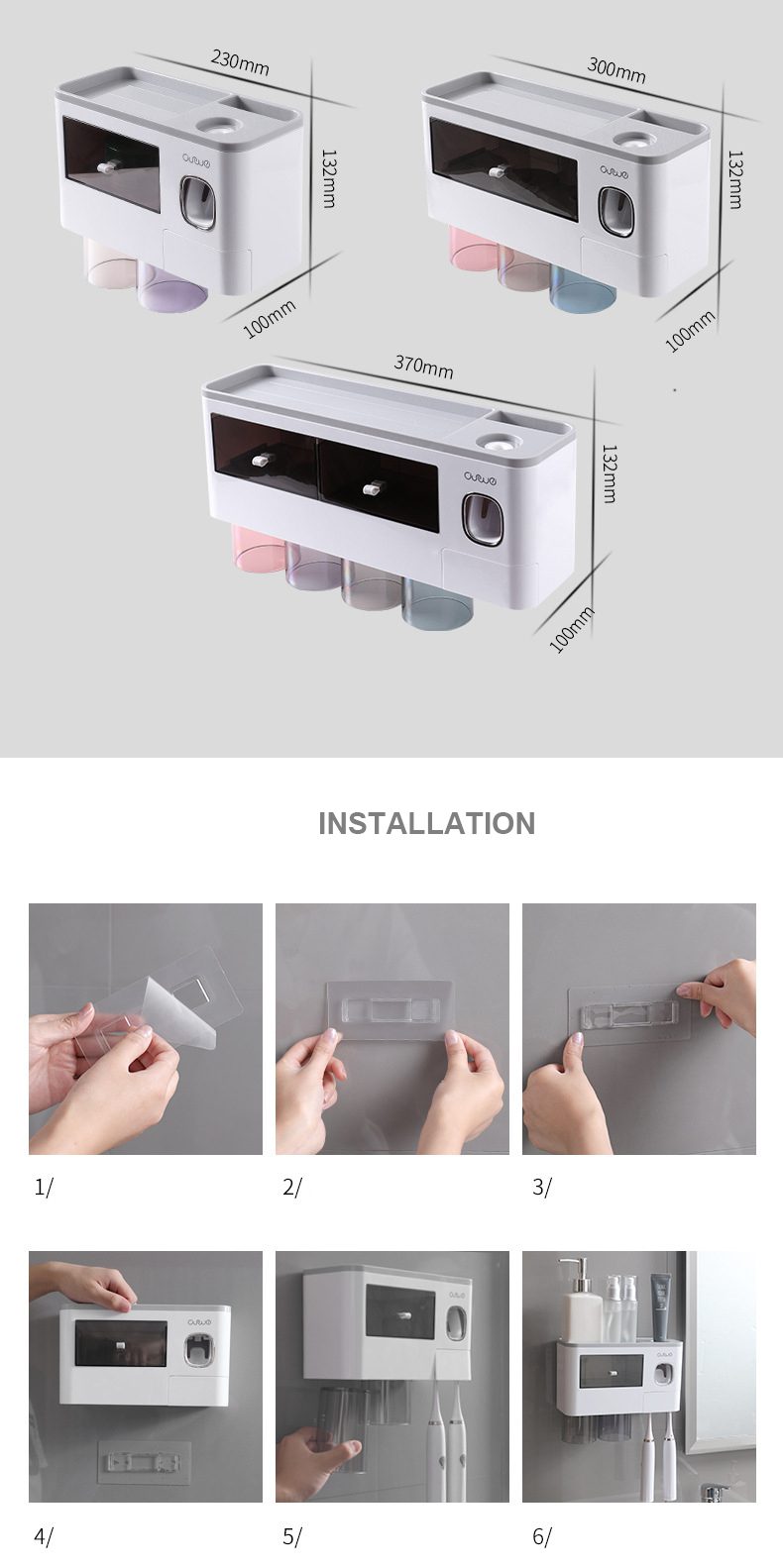 Bathroom Accessories Set Magnetic Adsorption Inverted Toothbrush Holder Automatic Toothpaste Dispenser Squeezer Storage Rack