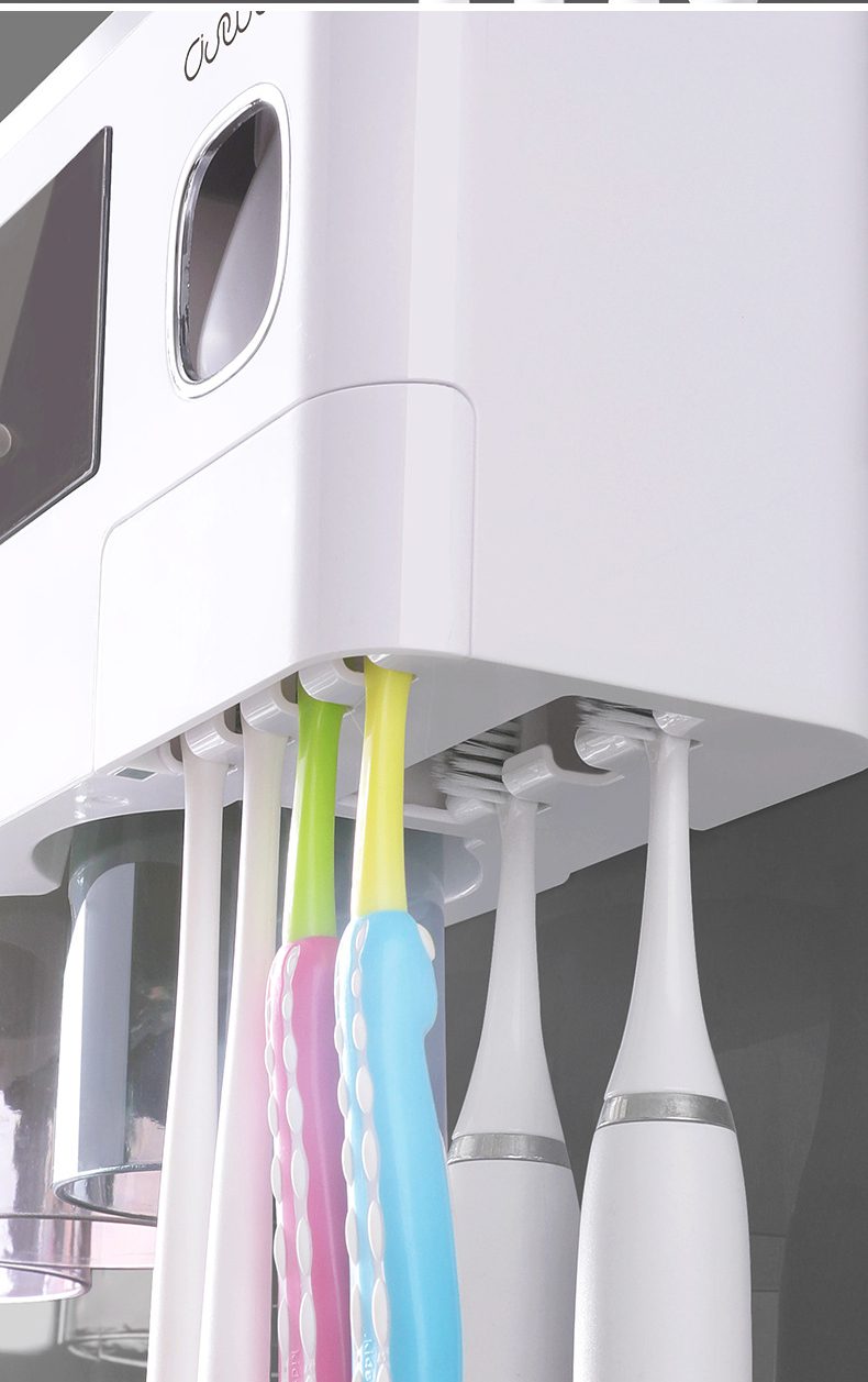 Bathroom Accessories Set Magnetic Adsorption Inverted Toothbrush Holder Automatic Toothpaste Dispenser Squeezer Storage Rack
