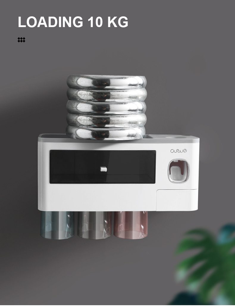 Bathroom Accessories Set Magnetic Adsorption Inverted Toothbrush Holder Automatic Toothpaste Dispenser Squeezer Storage Rack