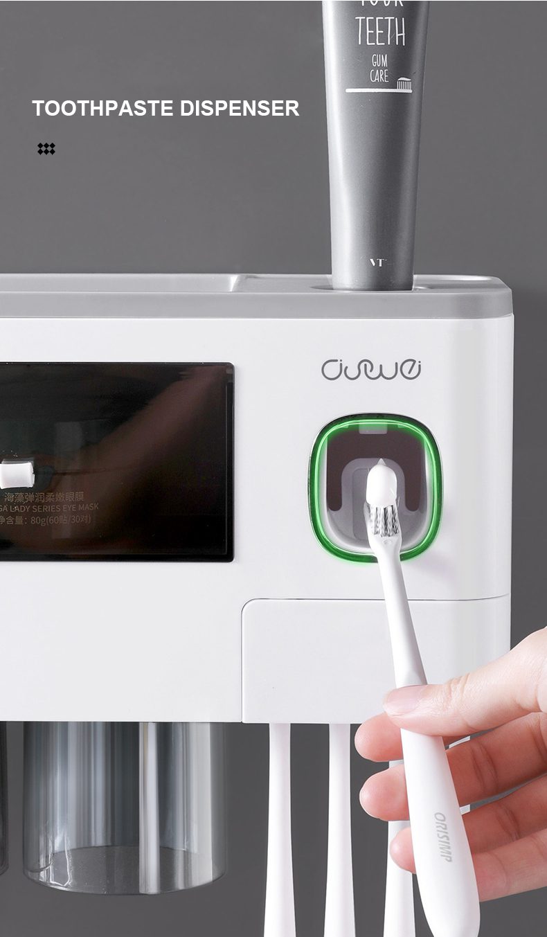 Bathroom Accessories Set Magnetic Adsorption Inverted Toothbrush Holder Automatic Toothpaste Dispenser Squeezer Storage Rack