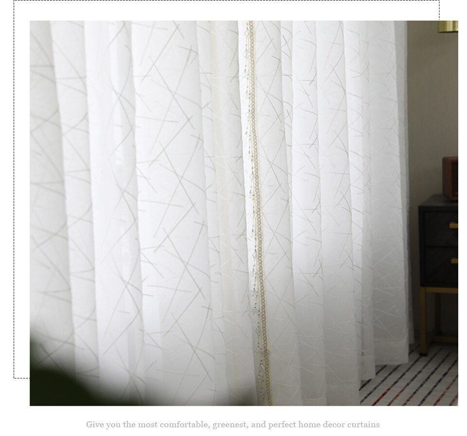 New Geometry White Embroidery Tulle Curtains for the Living Room modern Sheer Curtain for Bedroom Window Blind Voile Custom Size New Geometry White Embroidery Tulle Curtains for the Living Room modern Sheer Curtain for Bedroom Window Blind Voile Custom Size