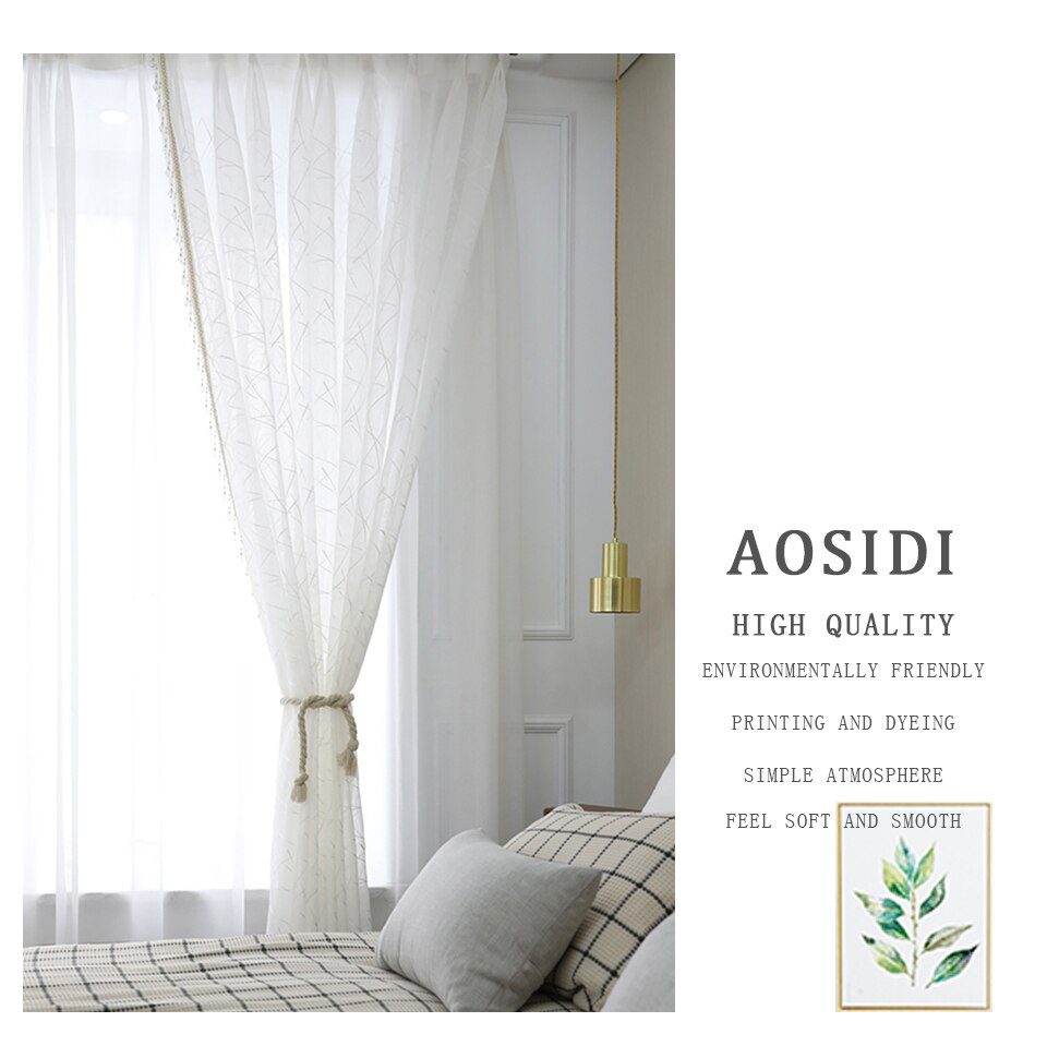 New Geometry White Embroidery Tulle Curtains for the Living Room modern Sheer Curtain for Bedroom Window Blind Voile Custom Size New Geometry White Embroidery Tulle Curtains for the Living Room modern Sheer Curtain for Bedroom Window Blind Voile Custom Size