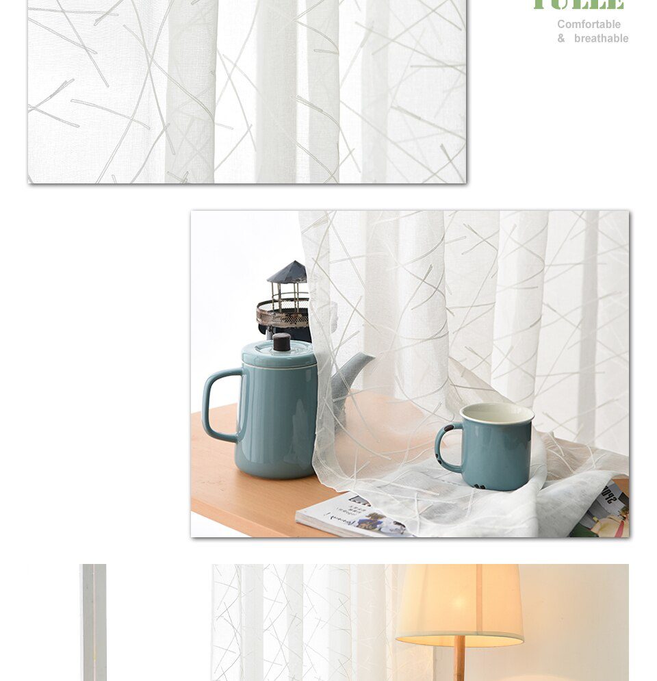 New Geometry White Embroidery Tulle Curtains for the Living Room modern Sheer Curtain for Bedroom Window Blind Voile Custom Size New Geometry White Embroidery Tulle Curtains for the Living Room modern Sheer Curtain for Bedroom Window Blind Voile Custom Size
