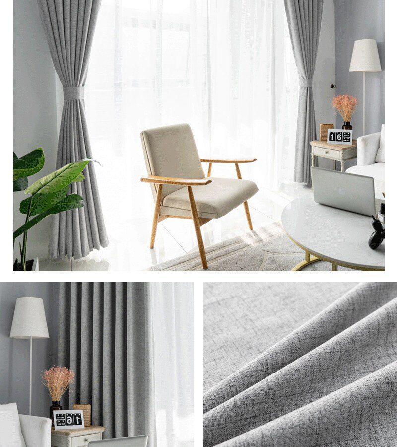 Linen 100% Blackout Curtains For Kitchen Bedroom Window Treatment Solid Water Proof Curtains for Living Room Custom Made