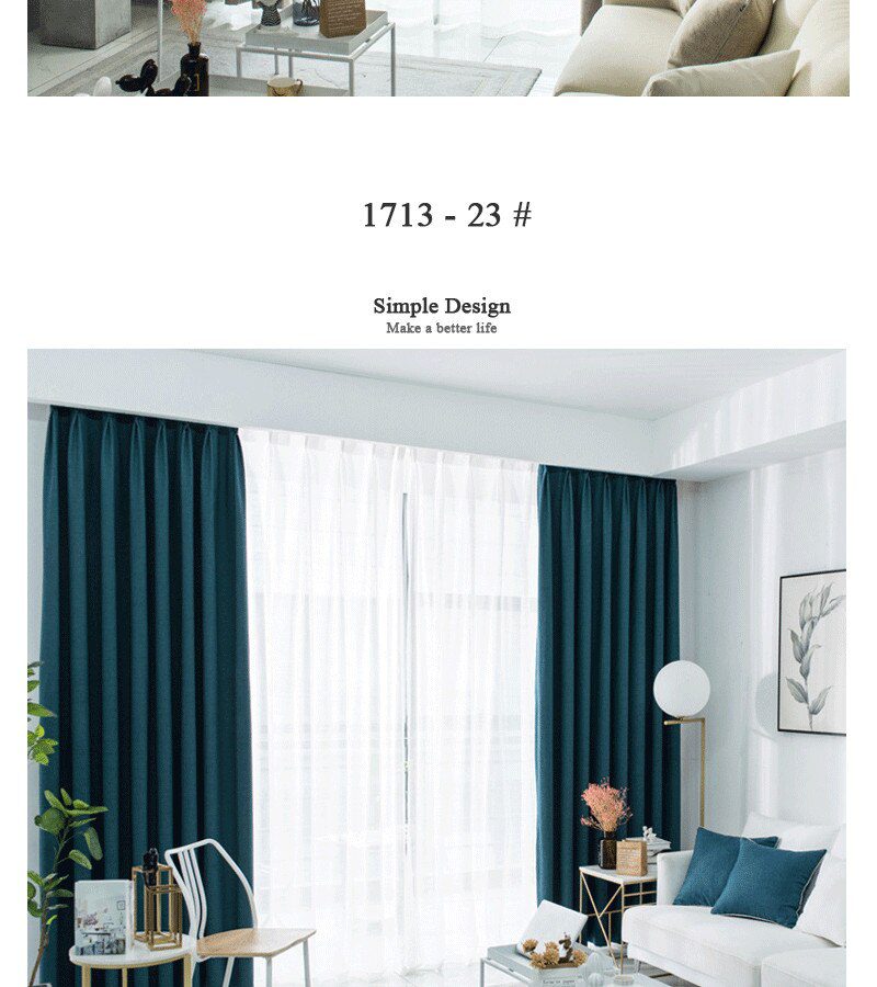 Linen 100% Blackout Curtains For Kitchen Bedroom Window Treatment Solid Water Proof Curtains for Living Room Custom Made