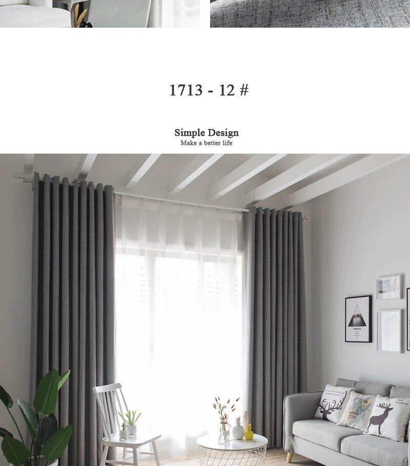 Linen 100% Blackout Curtains For Kitchen Bedroom Window Treatment Solid Water Proof Curtains for Living Room Custom Made