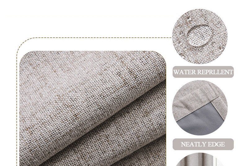 Linen 100% Blackout Curtains For Kitchen Bedroom Window Treatment Solid Water Proof Curtains for Living Room Custom Made