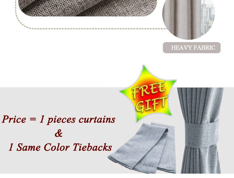 Linen 100% Blackout Curtains For Kitchen Bedroom Window Treatment Solid Water Proof Curtains for Living Room Custom Made