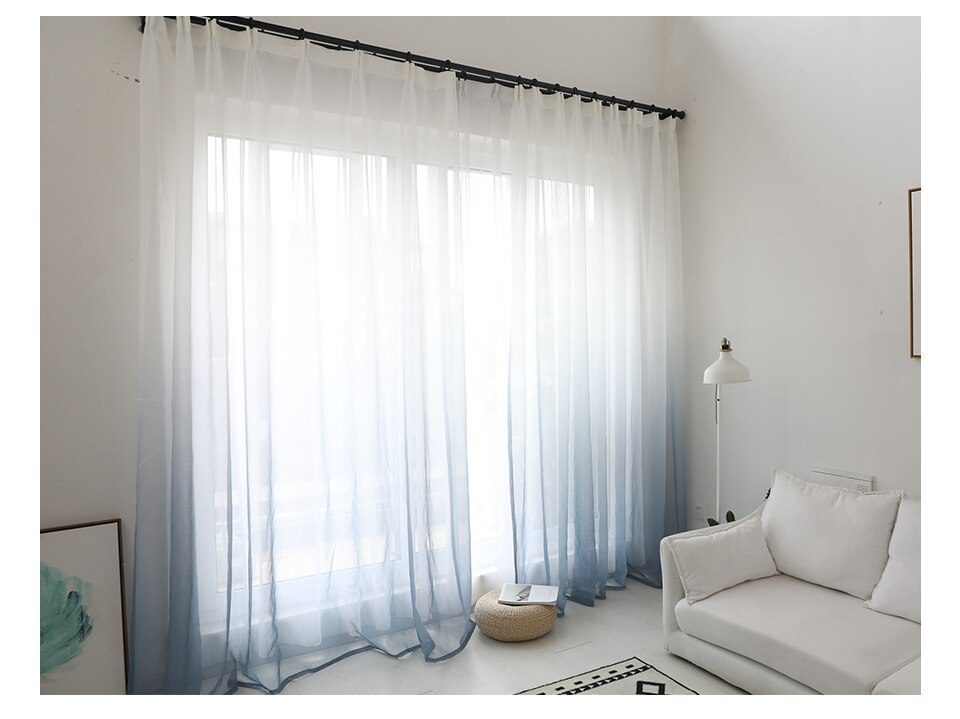 Modern gradient color window tulle curtains for living room bedroom organza voile curtains Hotel Decoration blue Sheer curtains Modern gradient color window tulle curtains for living room bedroom organza voile curtains Hotel Decoration blue Sheer curtains