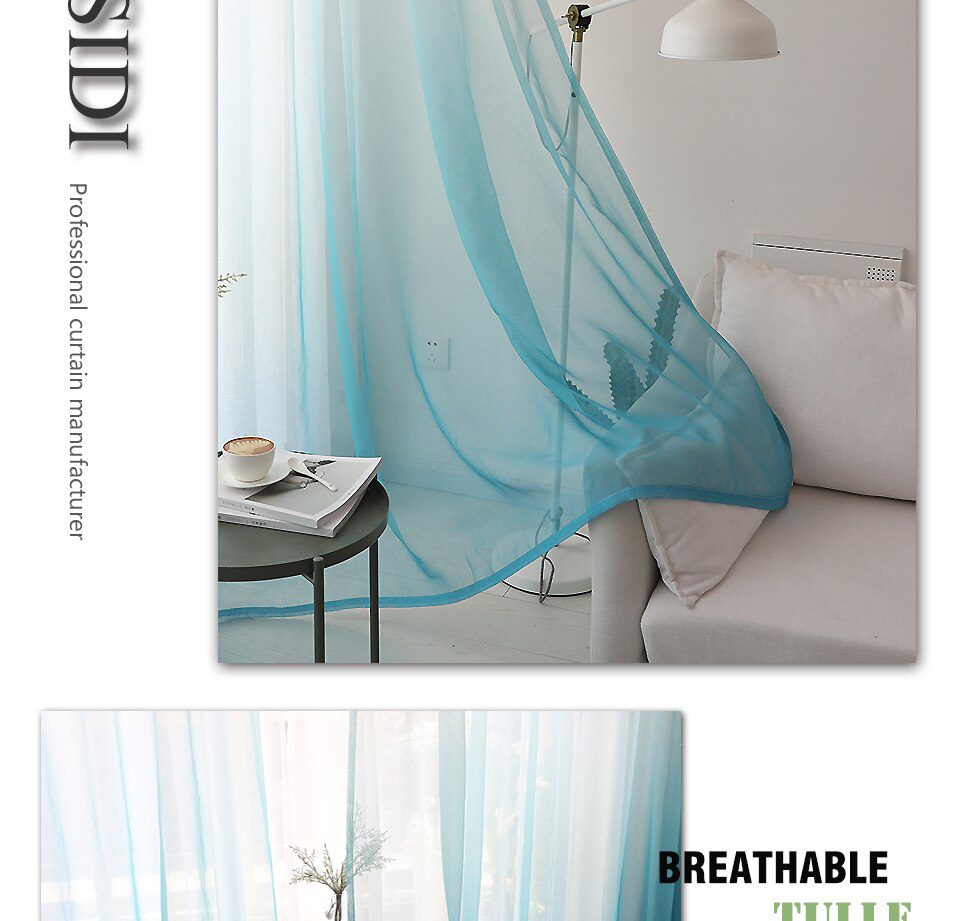Modern gradient color window tulle curtains for living room bedroom organza voile curtains Hotel Decoration blue Sheer curtains Modern gradient color window tulle curtains for living room bedroom organza voile curtains Hotel Decoration blue Sheer curtains
