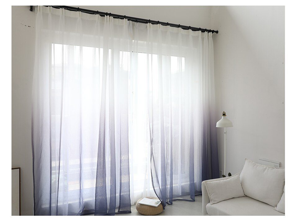 Modern gradient color window tulle curtains for living room bedroom organza voile curtains Hotel Decoration blue Sheer curtains Modern gradient color window tulle curtains for living room bedroom organza voile curtains Hotel Decoration blue Sheer curtains