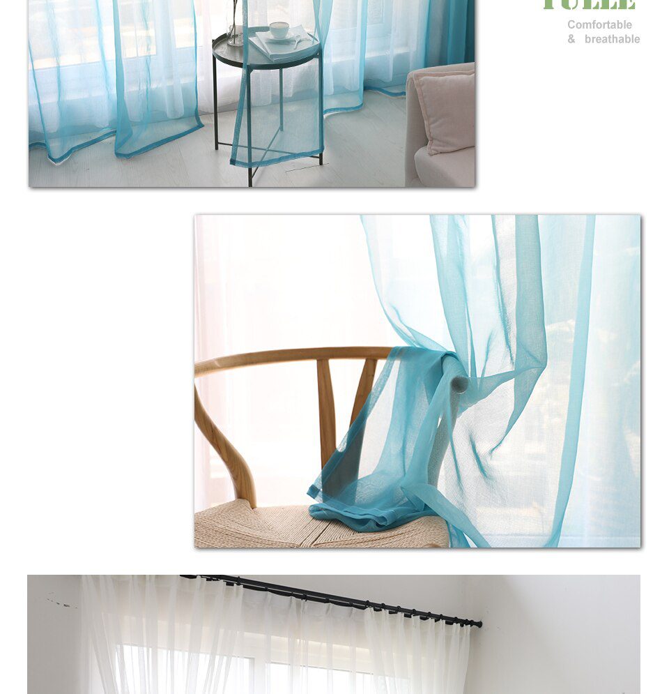 Modern gradient color window tulle curtains for living room bedroom organza voile curtains Hotel Decoration blue Sheer curtains Modern gradient color window tulle curtains for living room bedroom organza voile curtains Hotel Decoration blue Sheer curtains
