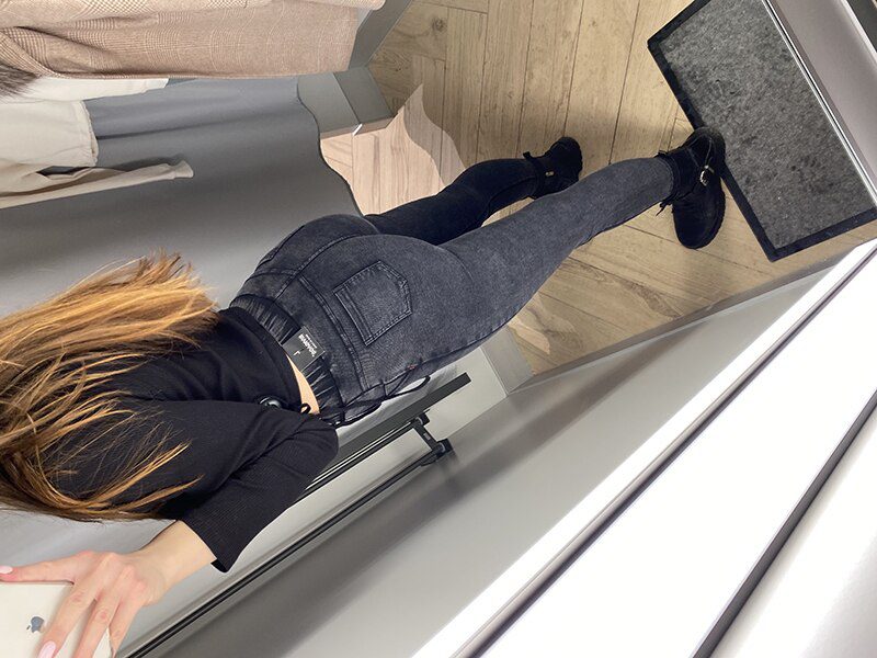 BIVIGAOS Women Jeans Pencil Pants Sand Washed Stretch Jeans Leggings Korean Pocket Red Line Leggings Magic Black Gray Jeggings